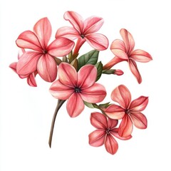 Fototapeta premium A bouvardia flower, starshaped blossoms, watercolor style, isolated on white background,