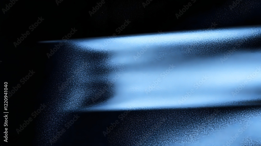 Poster futuristic glowing blue geometric banner element set against a grainy noise textured black and blue 