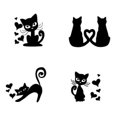 cat couple logo with an elegant heart-shaped design