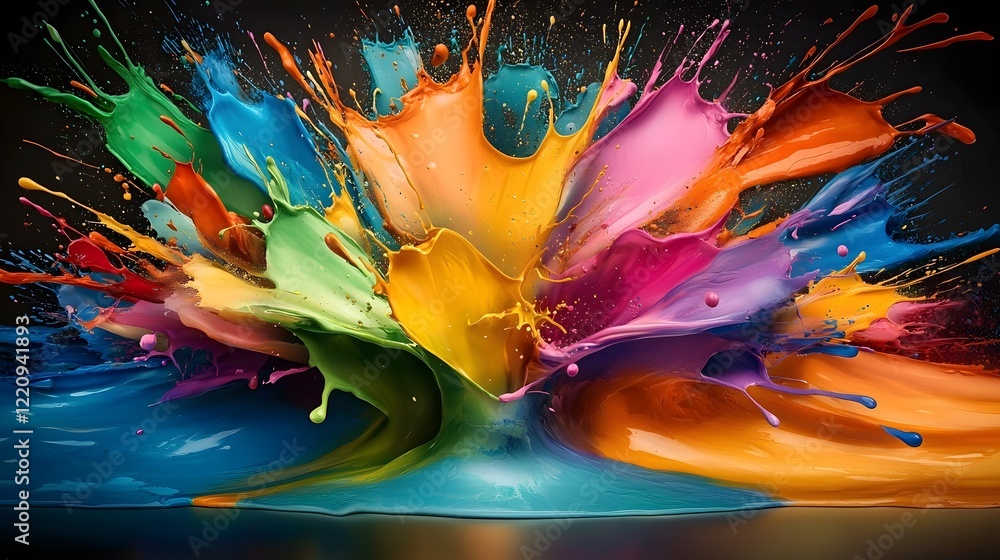 Aufkleber stunning abstract art composition with vibrant colorful fluid paint splashes and dynamic modern aest