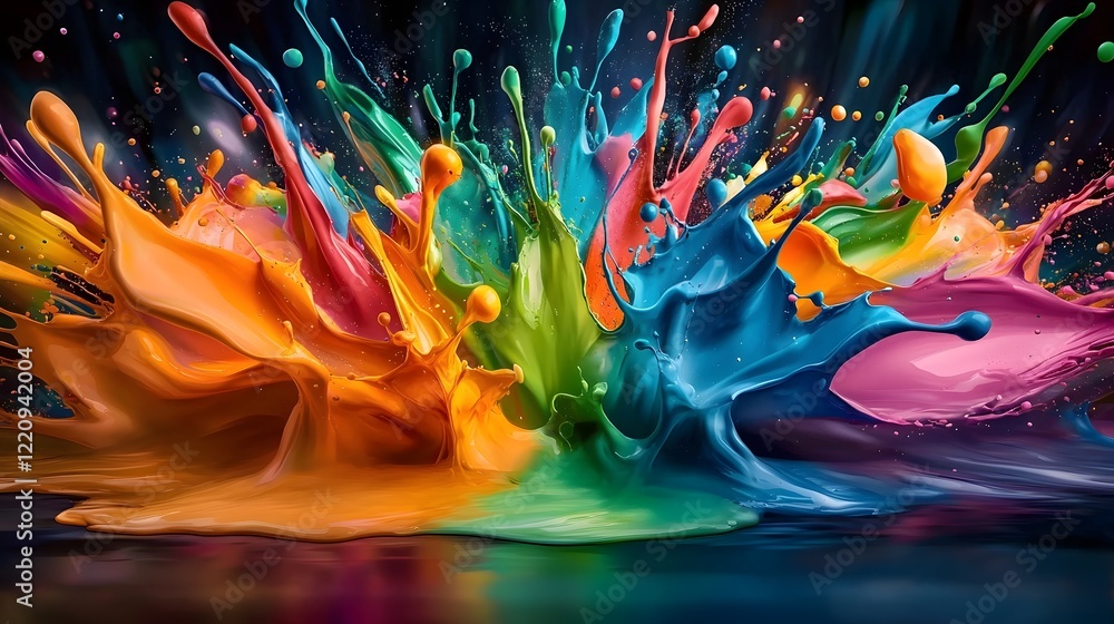 Poster vibrant and dynamic abstract digital art wallpaper featuring a mesmerizing composition of colorful p