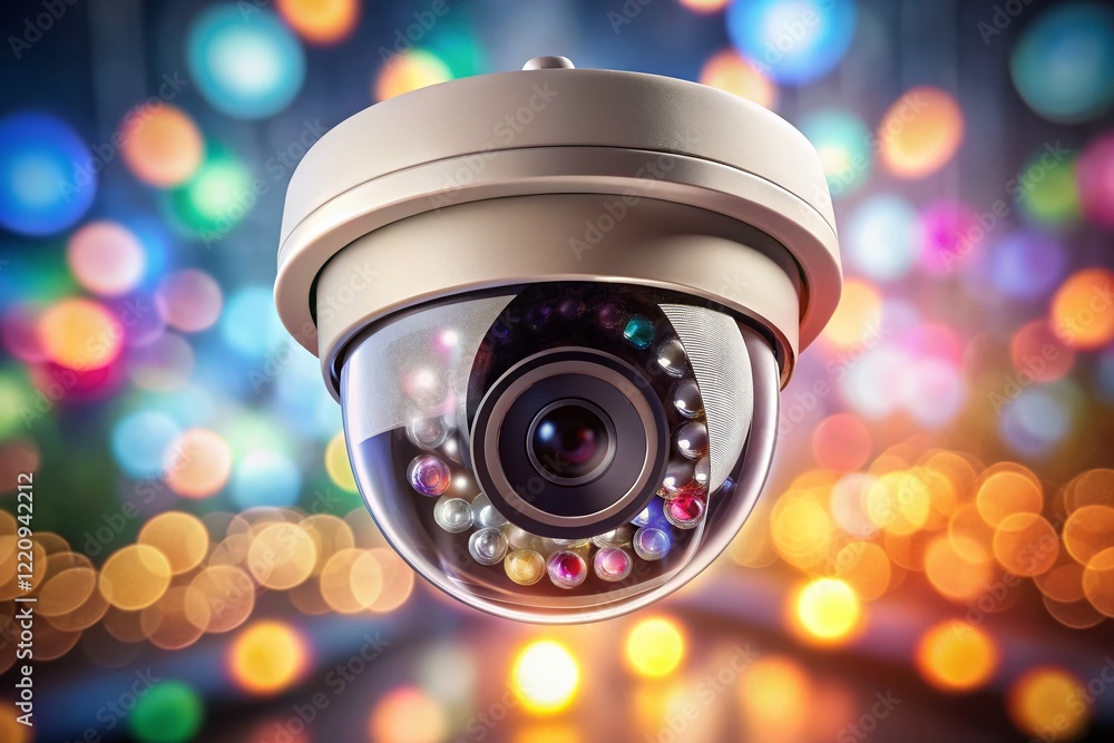 Poster high-resolution cctv security camera with bokeh background - isolated on transparent png
