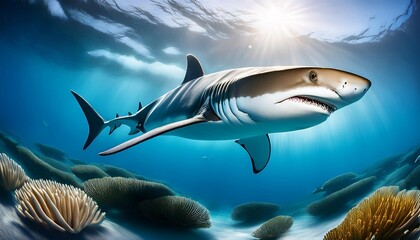 Naklejka premium shark in the sea