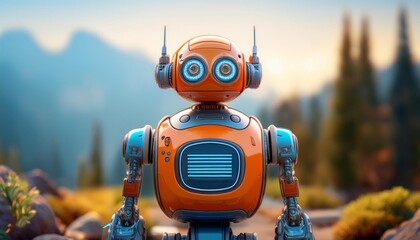 robot on top of mountain