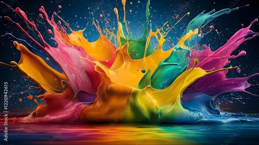Leinwandbilder captivating fluid abstract with vivid colorful paint splashes and expressions ideal for digital wall
