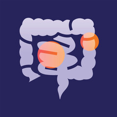 Inflammatory bowel glassmorphism illustration.