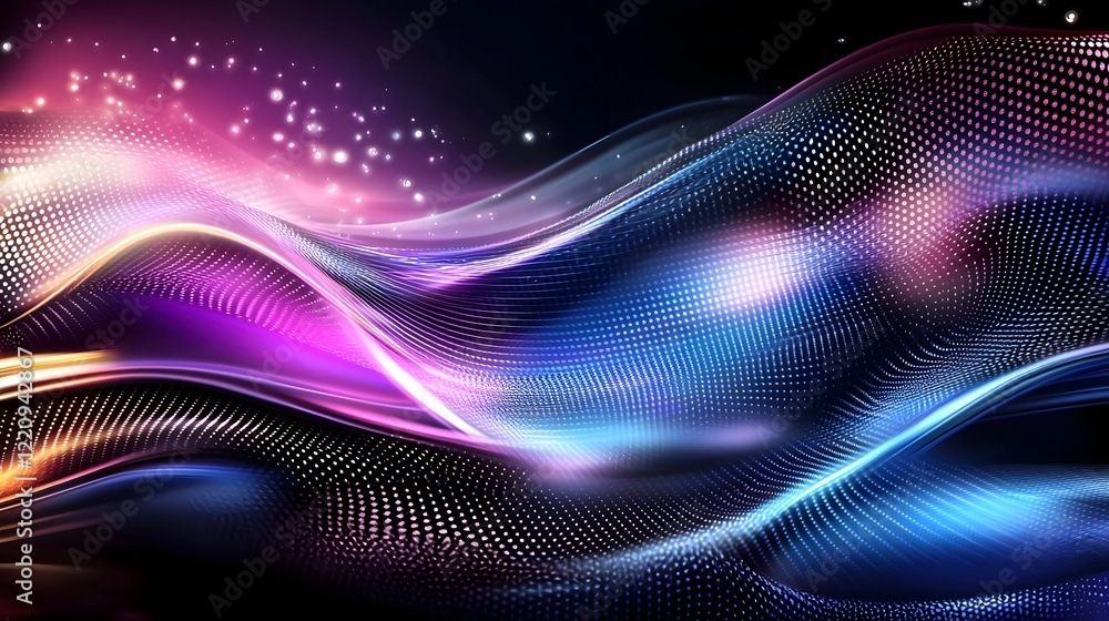 Aufkleber captivating futuristic abstract composition with radiant waves of vibrant purple blue and pink light