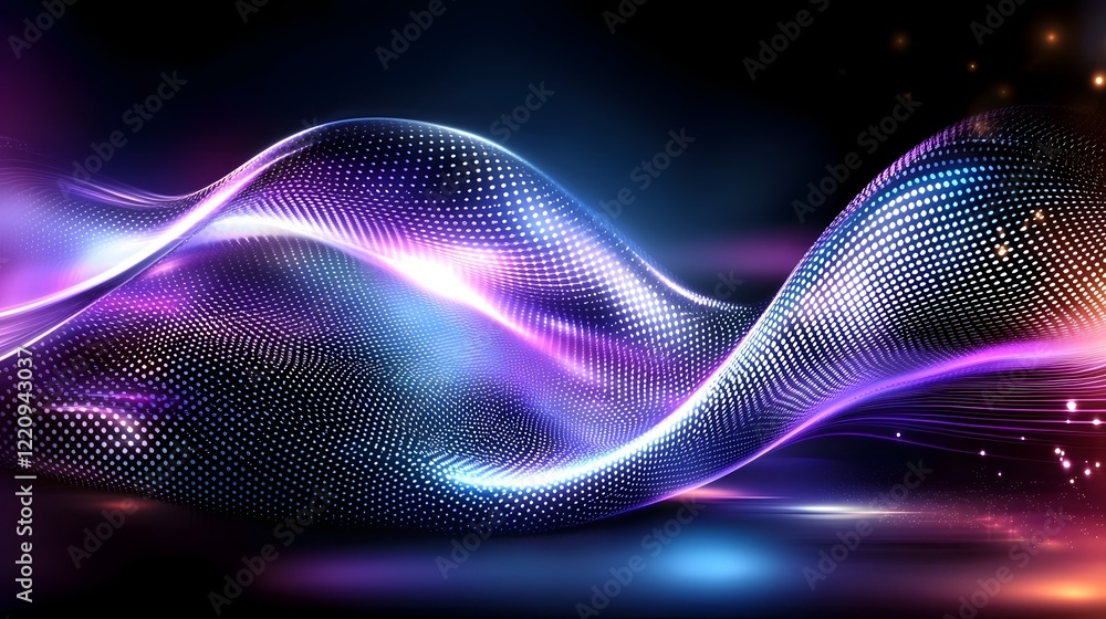 Fototapete Mesmerizing abstract image featuring fluid waves of vibrant light in shades of purple blue and pink gracefully blending together to create a dynamic and futuristic visual effect