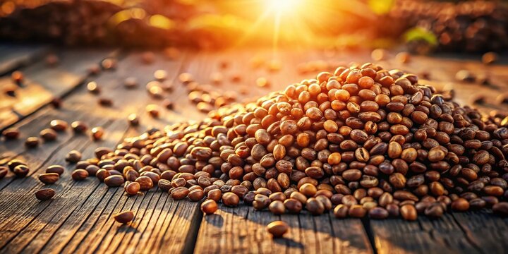 Raw Whole Dried Horse Gram Seeds on Rustic Wooden Background - Organic Food Photography