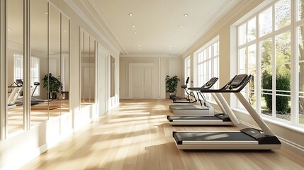 Luxury Home Gym with Treadmills and Mirrors
