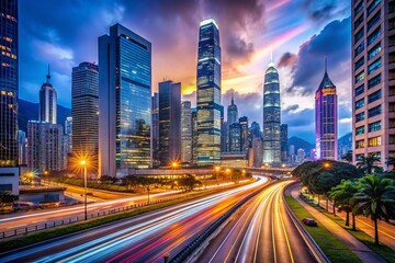 Hong Kong Dusk: Vibrant City Lights Long Exposure Photography