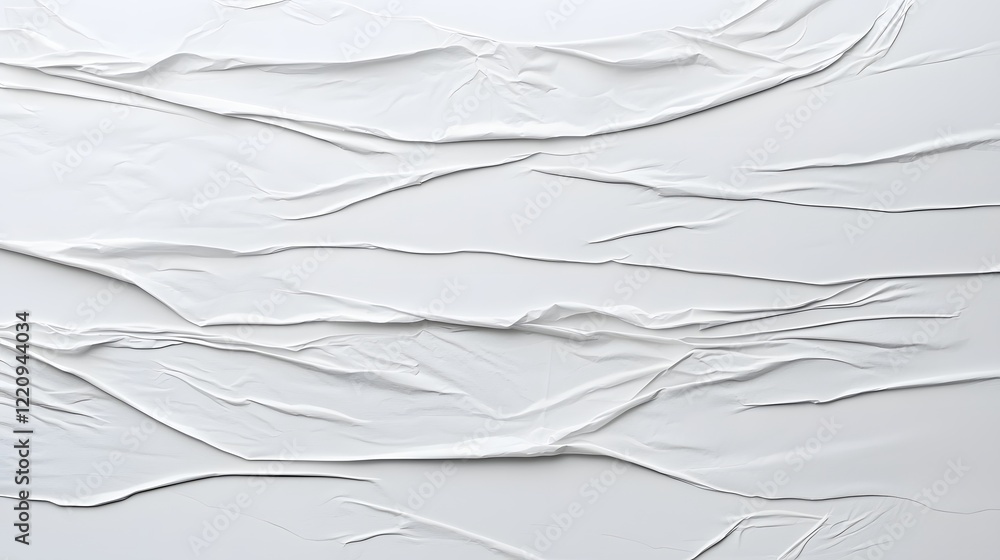 Poster highly detailed and textured abstract background created from crumpled creased and glued white paper