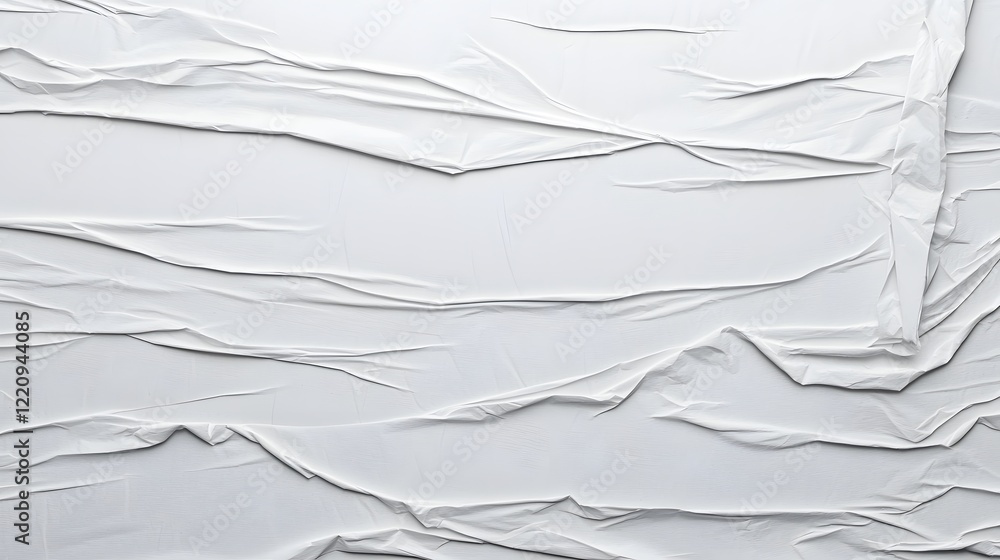 Leinwandbilder Abstract white crumpled and glued paper texture with intricate wrinkle patterns providing a minimalistic stylish and modern background for various design applications