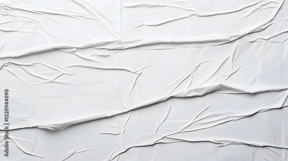 Poster minimalist abstract background with intricate patterns of creased crumpled and glued white paper pro