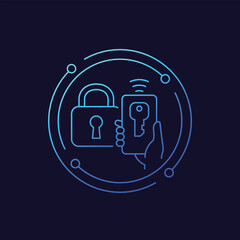Obraz premium smart lock icon with phone in hand, linear design
