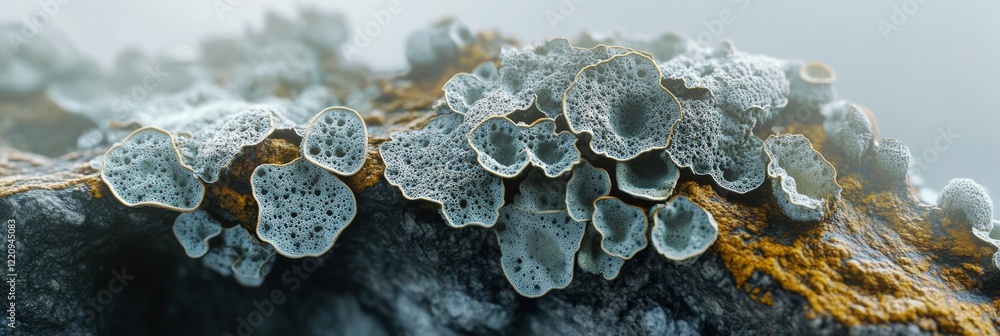 Poster lichen-covered stone in detailed 3d rendering with intricate patterns