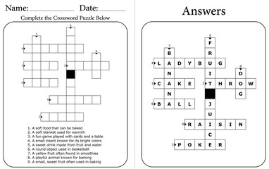Fun Printable Crossword Puzzle: Educational Word Game for Kids & Adults
