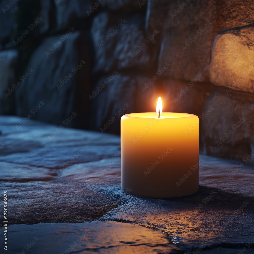 Poster 3d visualization of soft candlelight flickering in dim environment