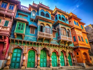 Obraz premium Jodhpur City House Portrait - Traditional Indian Architecture Photography