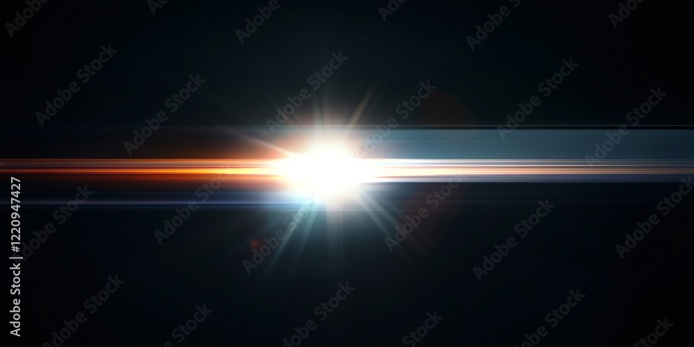 Aufkleber abstract background with light rays crossing colorful horizontal lines on dark background, ideal for