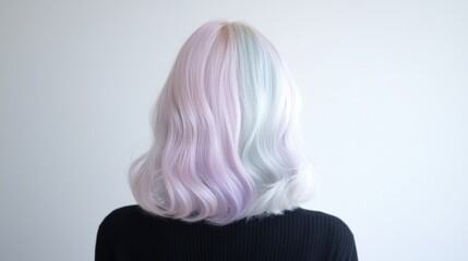 Naklejka premium A woman with a purple and blue hair color