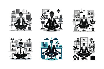 Silhouette of Mindful Office Yoga for a Balanced Workday