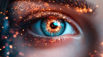 Experience the intensity of a luminous firewall protecting a digital realm, rendered in bold hues of red, blue, and gold, where digital streams converge Witness the power of data security visualized