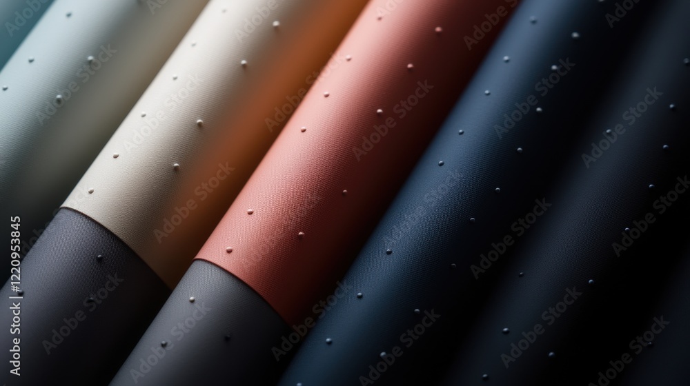 Poster a row of leather items with different colors and patterns
