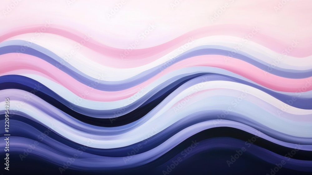 Wall mural A blue and pink wave with a white background