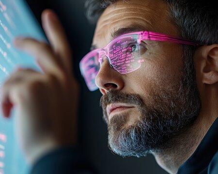 Explore the future of digital security with this image of a cybersecurity expert diligently analyzing complex threats displayed on an advanced holographic interface The emphasis on data protection