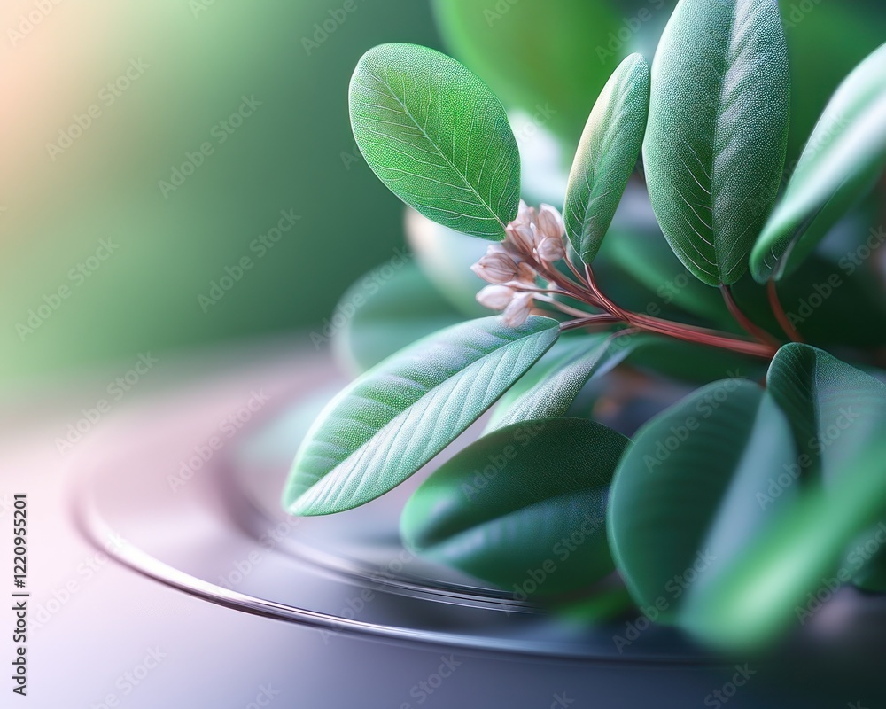Poster this image displays a close-up of leaves and a small flower, which has no relation to the corporate 
