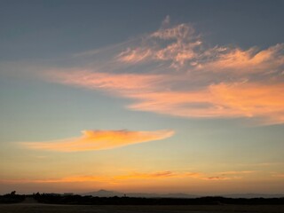 Evening cloudy sky, time before sunset.