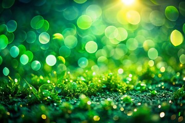 Fototapeta premium Lush Green Bokeh Background: Nature's Emerald Embrace