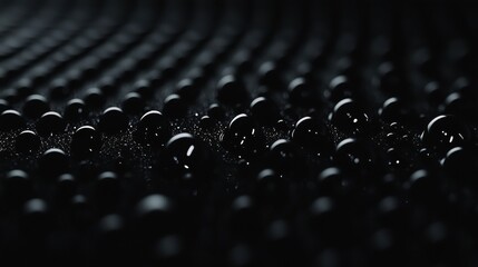 Obraz premium A close up of a black surface with many small black spheres