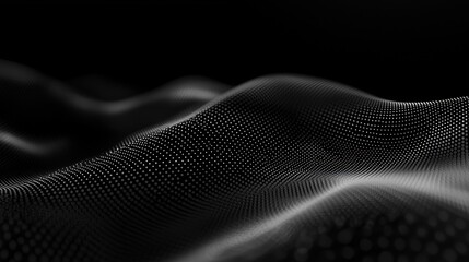 A black and white image of a wave with many dots