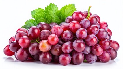 Fototapeta premium Lush Red Grapes Isolated on White Background - High-Resolution Stock Photo