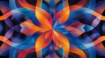 A colorful flower with a blue center and orange petals