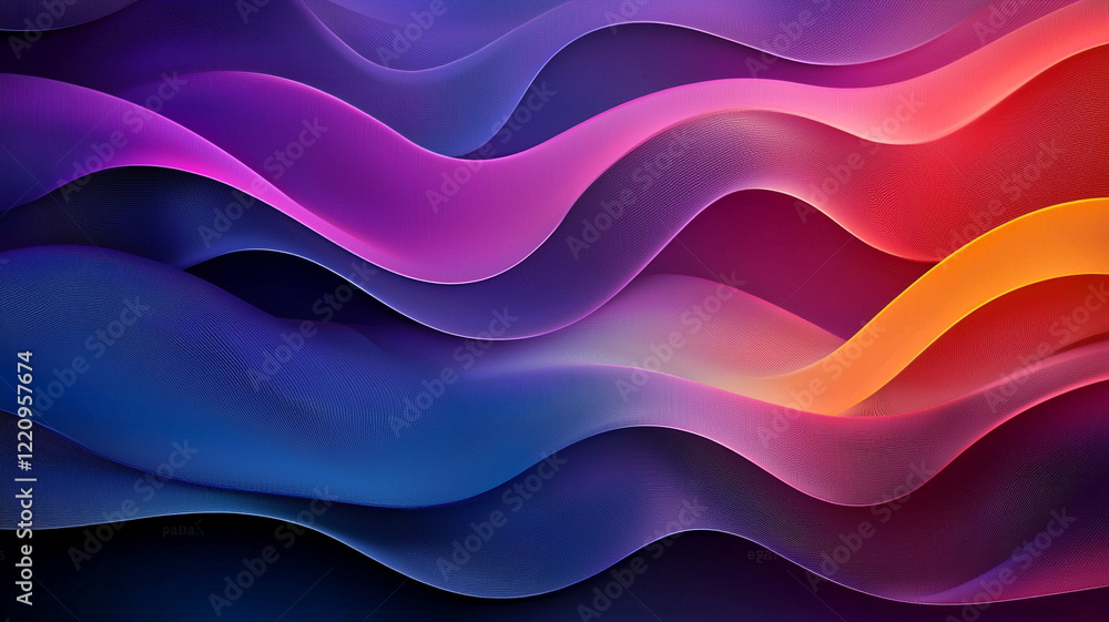Poster abstract background with vibrant, flowing waves of color. the dynamic curves create a sense of movem