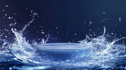 Water splashes around a stage, product placement use