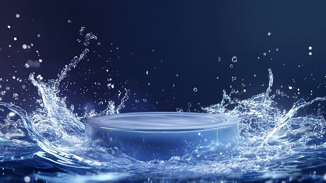 Water splashes around a stage, product placement use