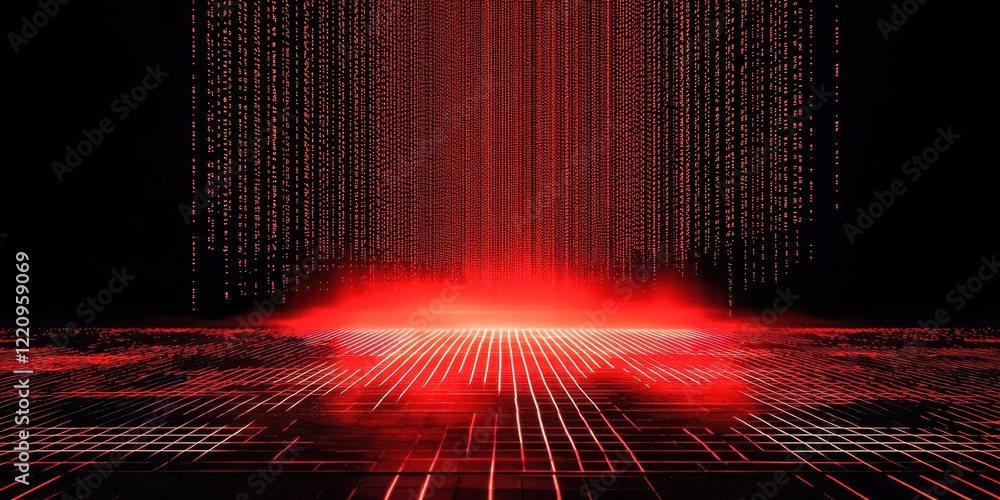 Poster Red background with a red line