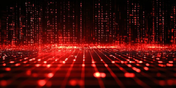Red background with a grid of numbers