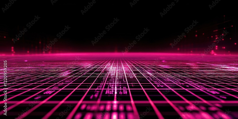 Poster Black and pink background with a grid of numbers
