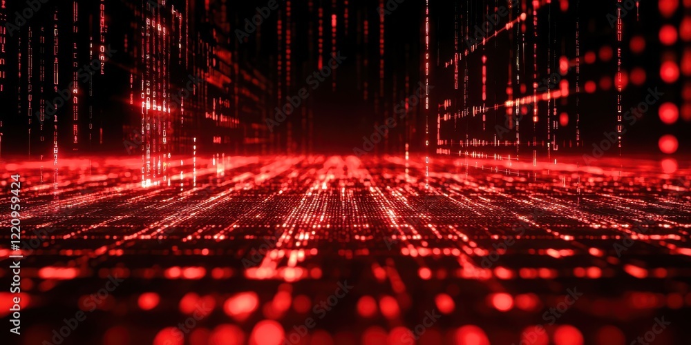 Poster red background with a lot of red dots