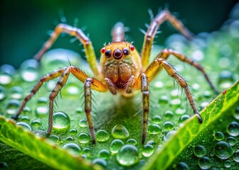 Macro Photography: Delicate Leaf Spider on Green Leaf, Nature Close-Up