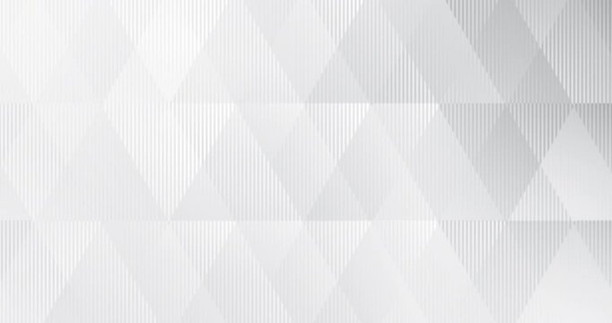 4k White luxury animated background with grey triangles hexagon diamonds stripes. Light elegant dynamic abstract BG Trendy geometric modern elegant minimal 3d backdrop. Deluxe business seamless looped