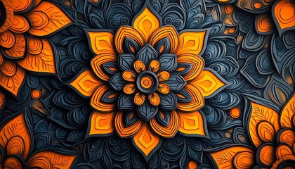 Intricate digital mandala artwork with complex patterns and bold bright colors for eye-catching prints