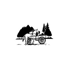 Fototapeta premium Horse Carriage Vector Logo Design