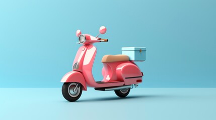 Delivery scooter on plain background, ecommerce delivery transportation concept