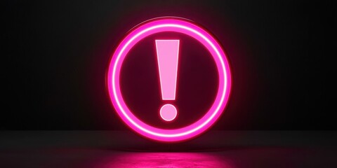 Neon pink circle with an exclamation point in the center